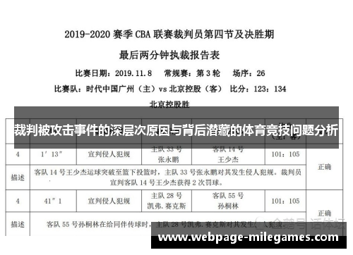 裁判被攻击事件的深层次原因与背后潜藏的体育竞技问题分析